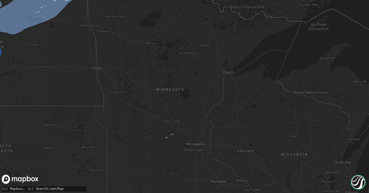 Hail map in Minnesota on June 5, 2021