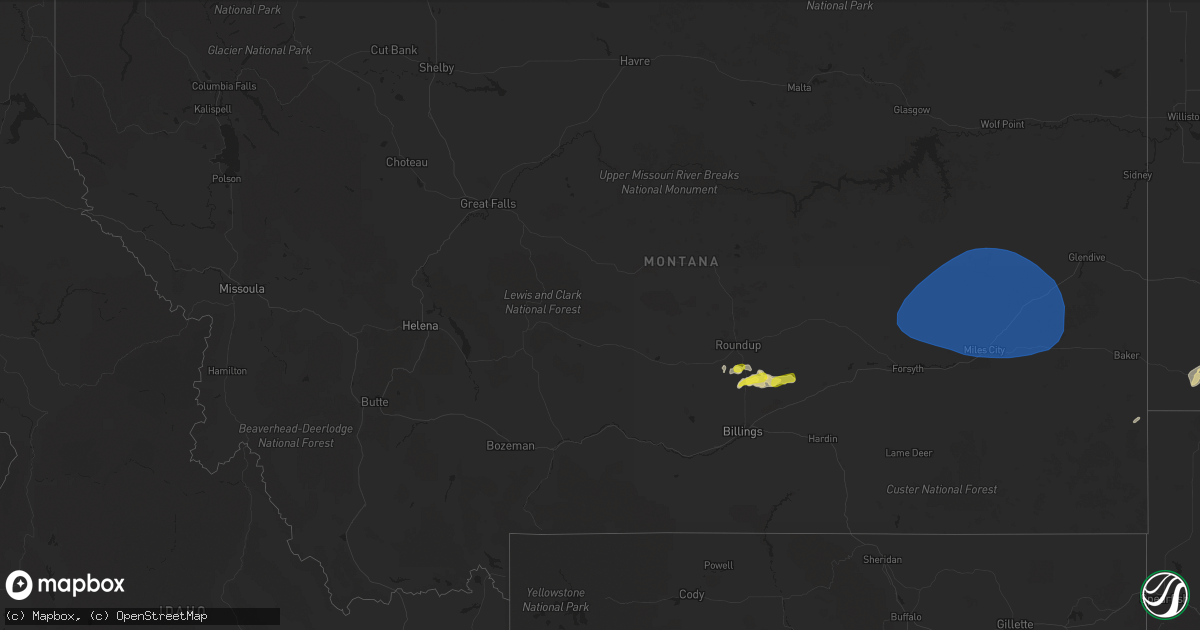 Hail map in Montana on June 5, 2021