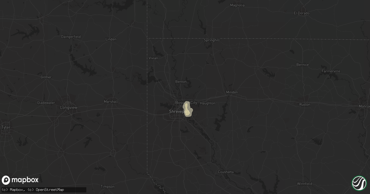 Hail map in Bossier City, LA on June 5, 2022