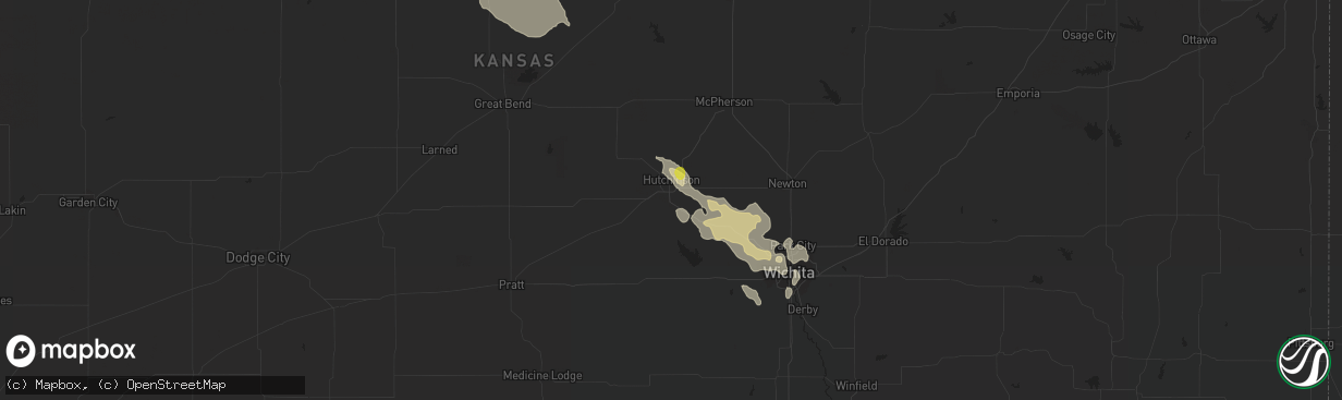 Hail map in Hutchinson, KS on June 5, 2022