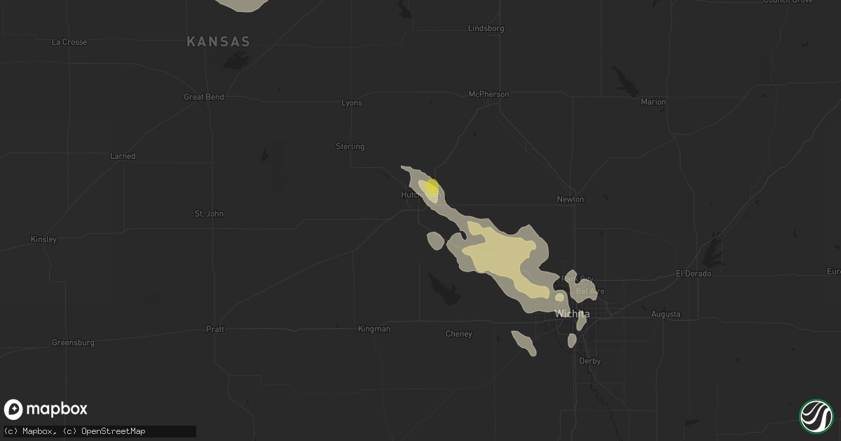 Hail map in Hutchinson, KS on June 5, 2022