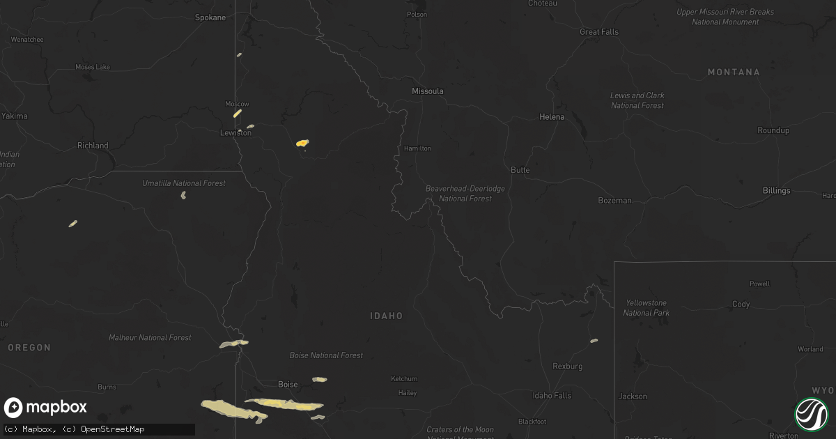 Hail map in Idaho on June 5, 2022