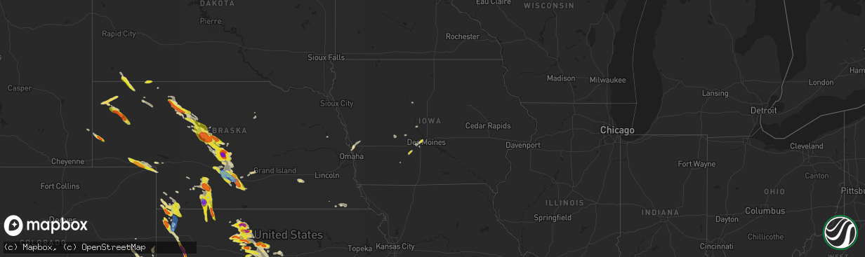 Hail map in Iowa on June 5, 2022