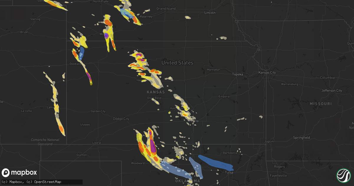 Hail map in Kansas on June 5, 2022