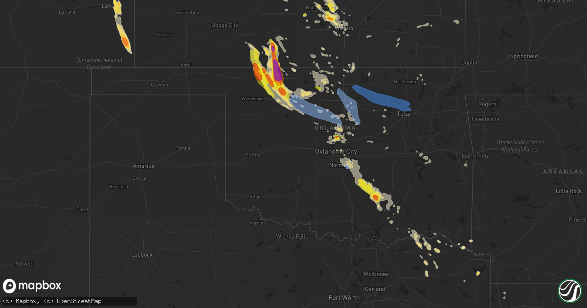 Hail map in Oklahoma on June 5, 2022