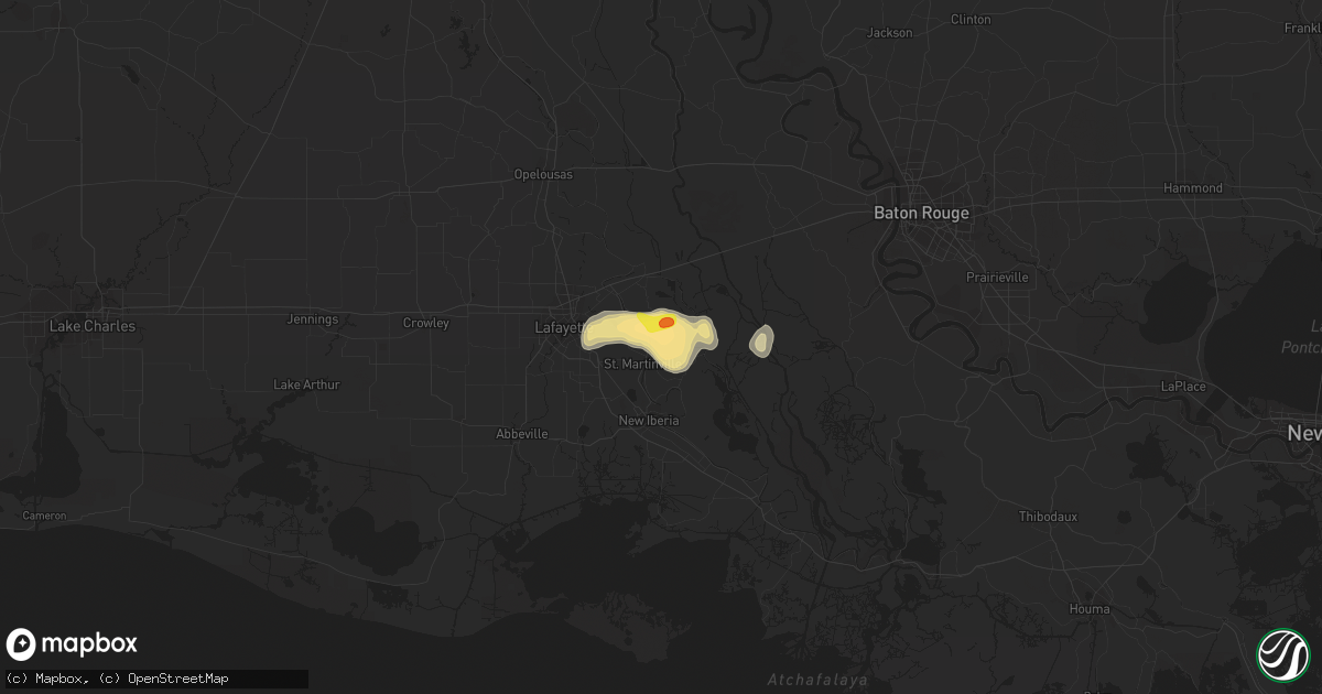 Hail map in Saint Martinville, LA on June 5, 2022