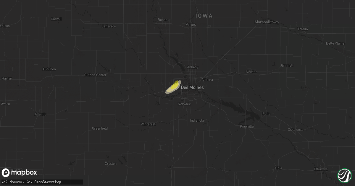 Hail map in West Des Moines, IA on June 5, 2022