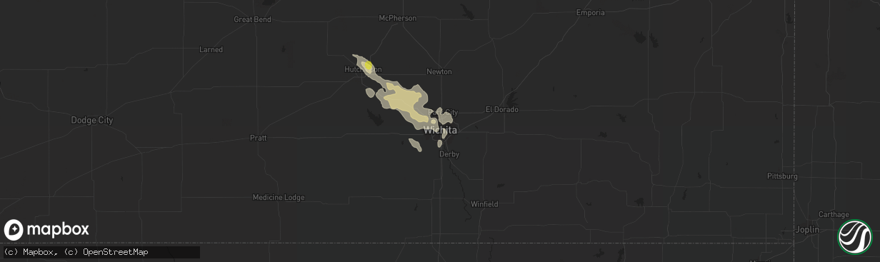 Hail map in Wichita, KS on June 5, 2022