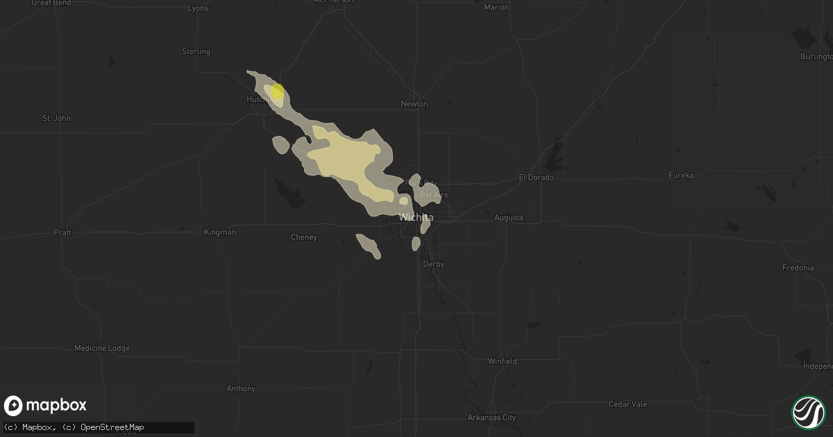 Hail map in Wichita, KS on June 5, 2022