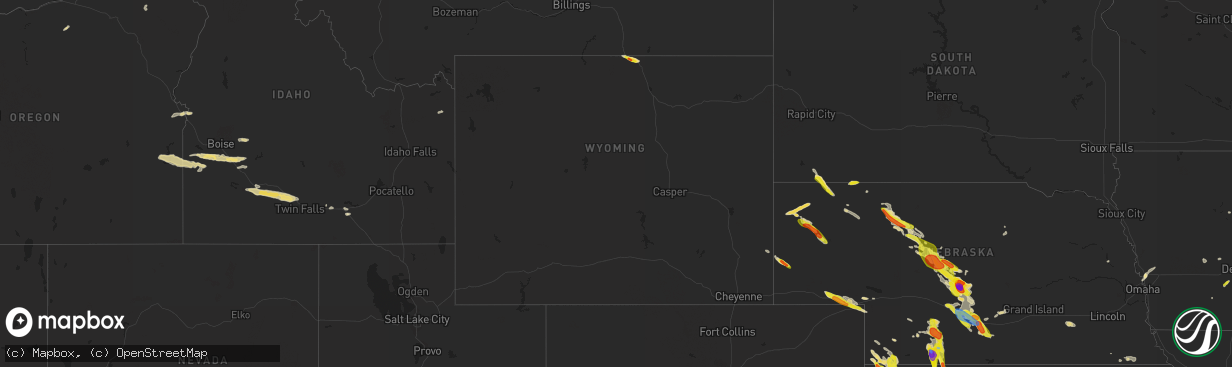 Hail map in Wyoming on June 5, 2022