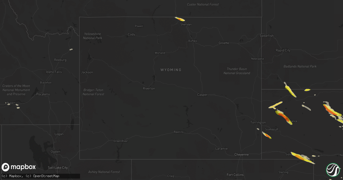 Hail map in Wyoming on June 5, 2022