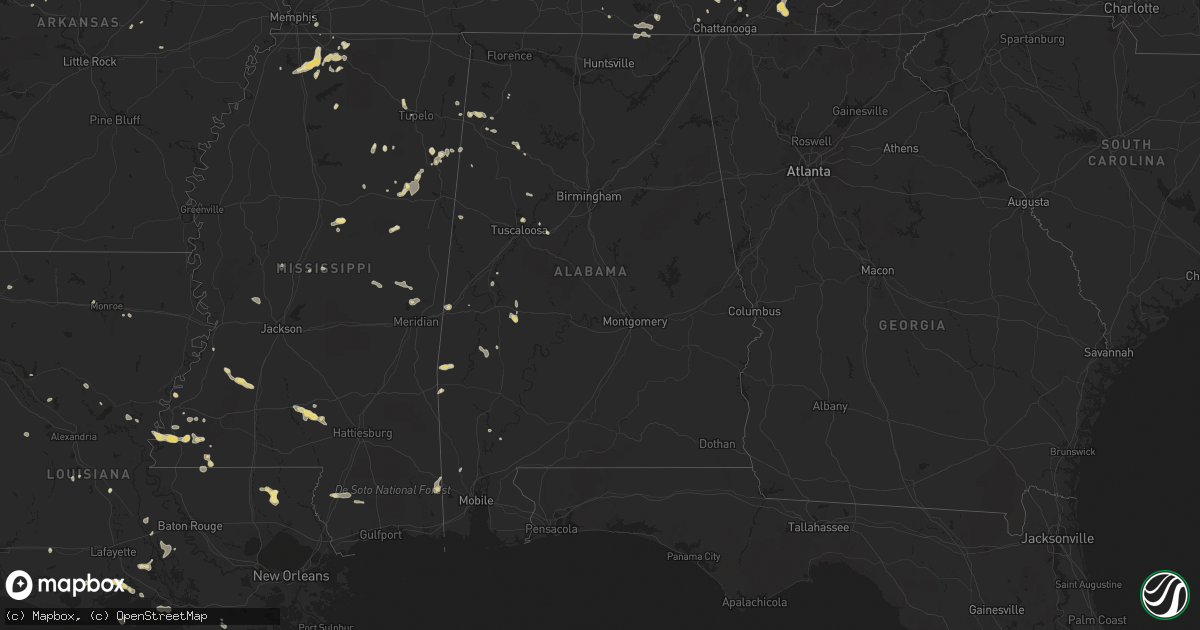 Hail map in Alabama on June 5, 2023