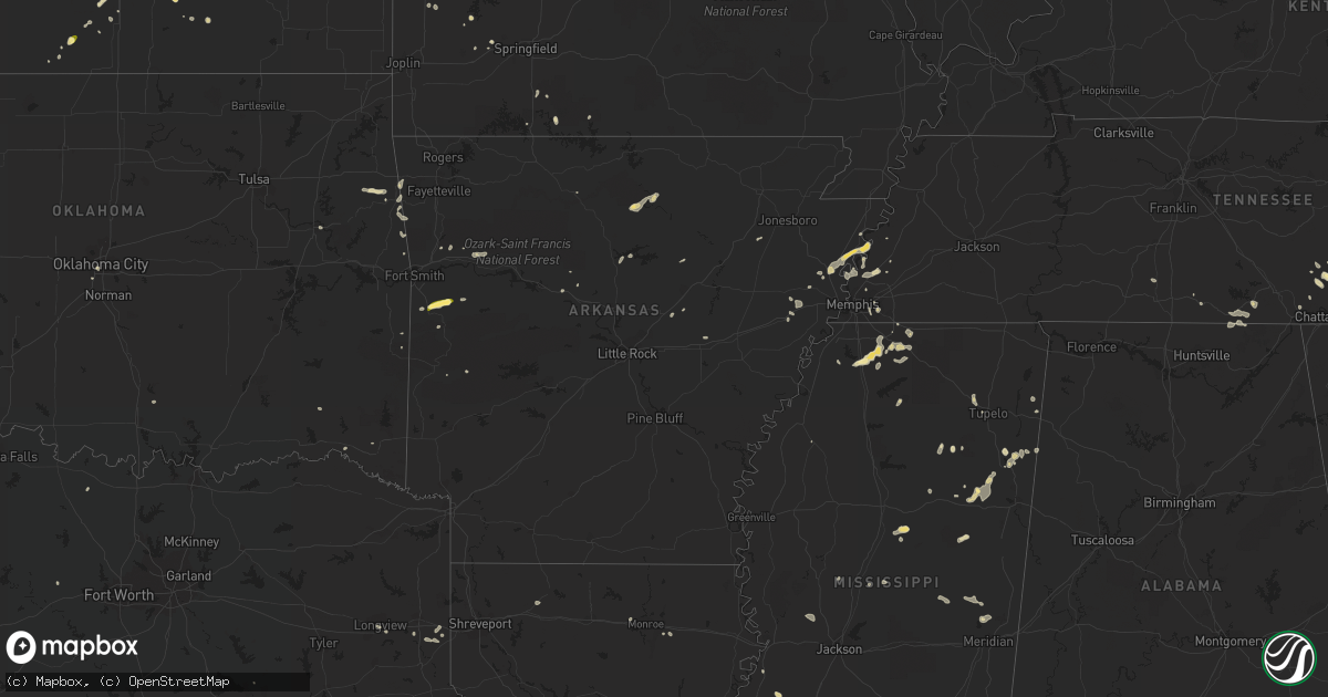 Hail map in Arkansas on June 5, 2023