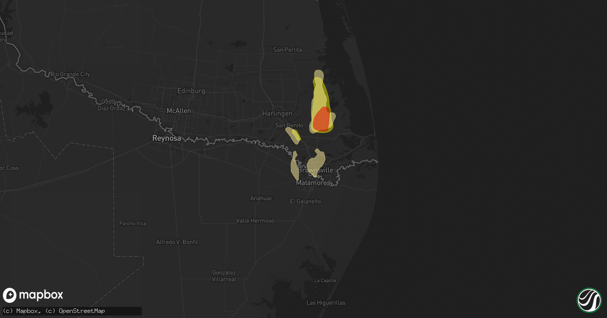 Hail map in Brownsville, TX on June 5, 2023