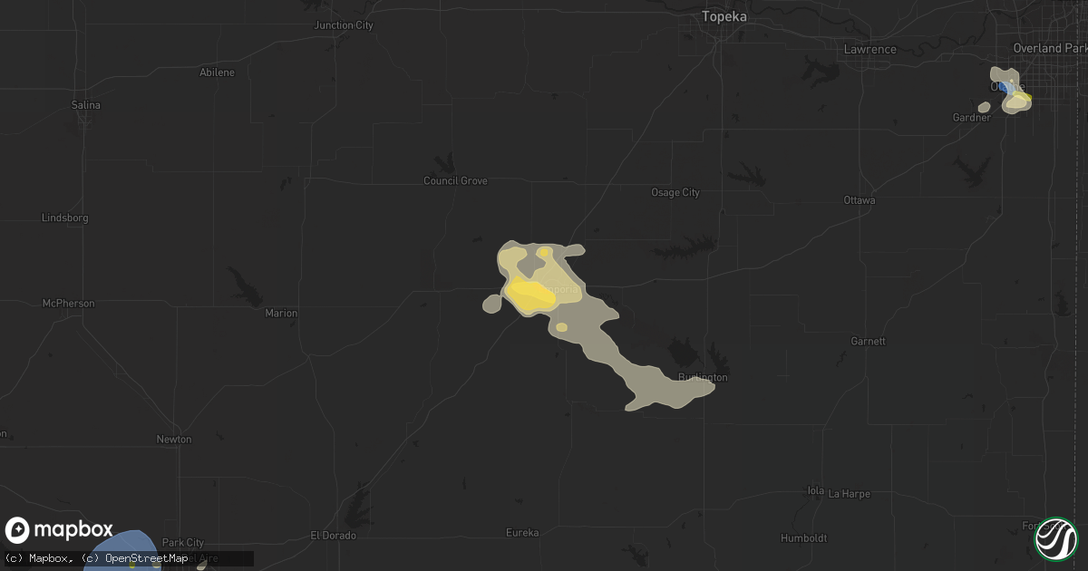 Hail map in Emporia, KS on June 5, 2023