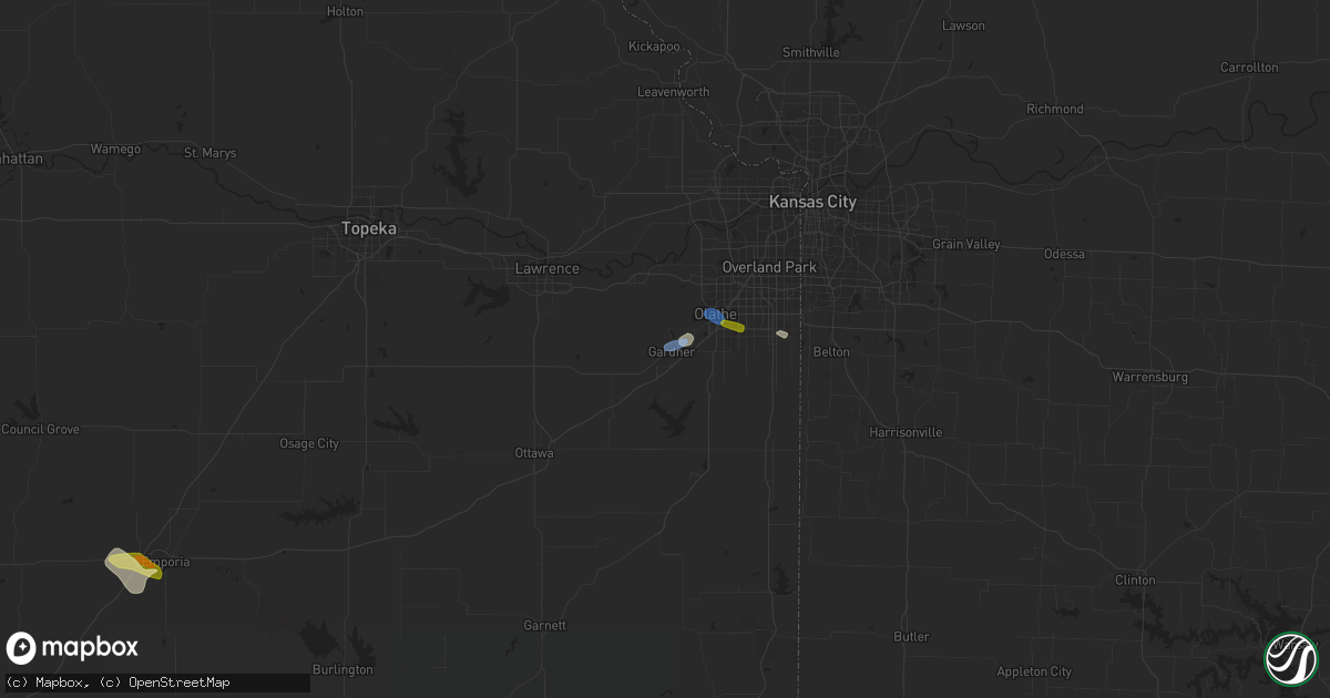 Hail map in Gardner, KS on June 5, 2023
