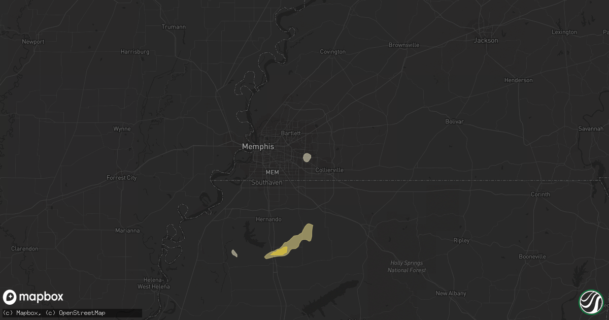 Hail map in Germantown, TN on June 5, 2023
