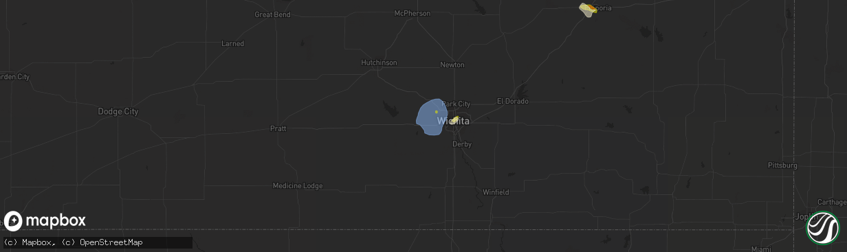 Hail map in Goddard, KS on June 5, 2023