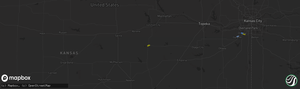 Hail map in Herington, KS on June 5, 2023