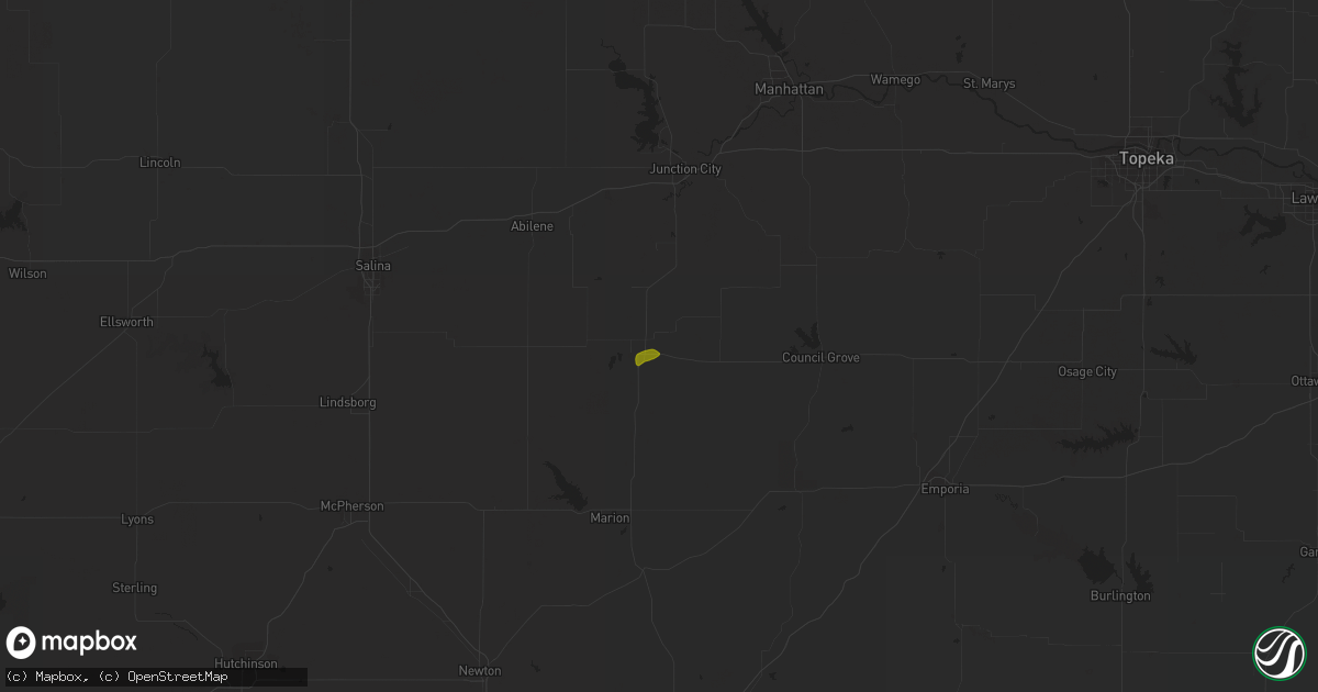 Hail map in Herington, KS on June 5, 2023