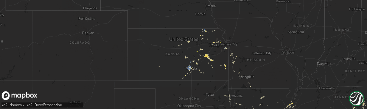 Hail map in Kansas on June 5, 2023