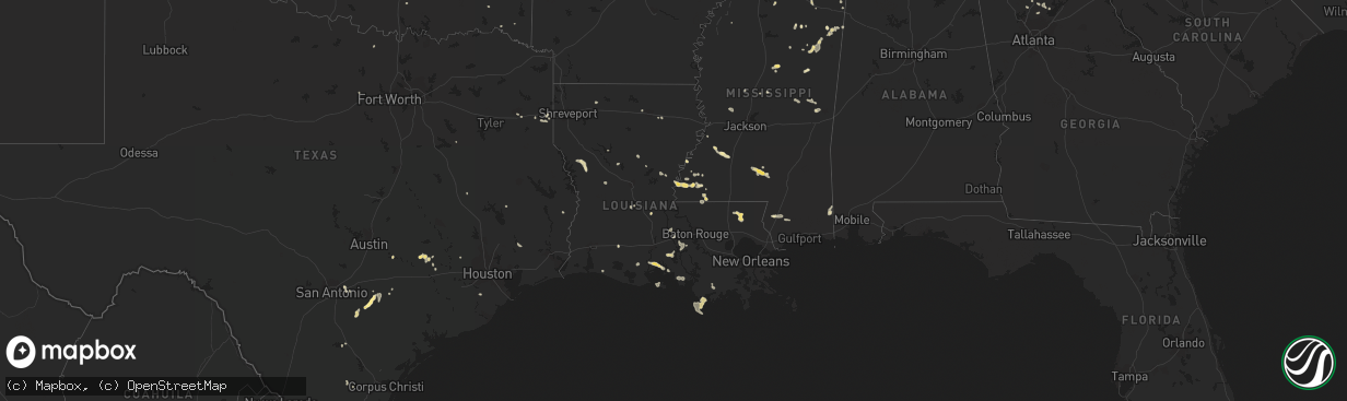 Hail map in Louisiana on June 5, 2023