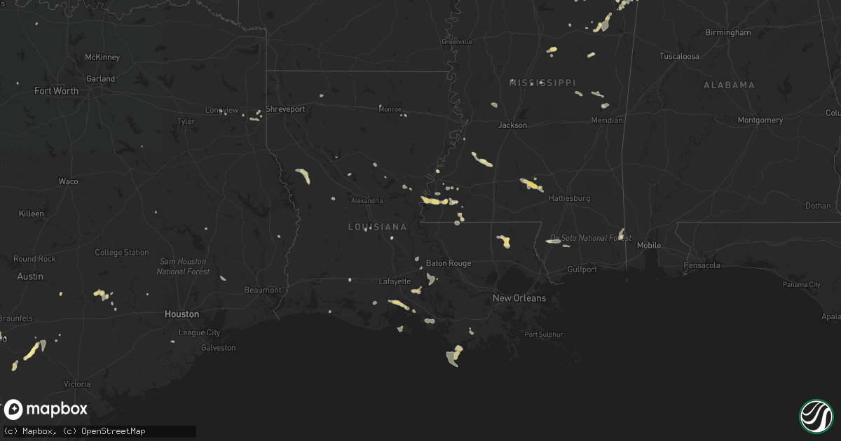 Hail map in Louisiana on June 5, 2023