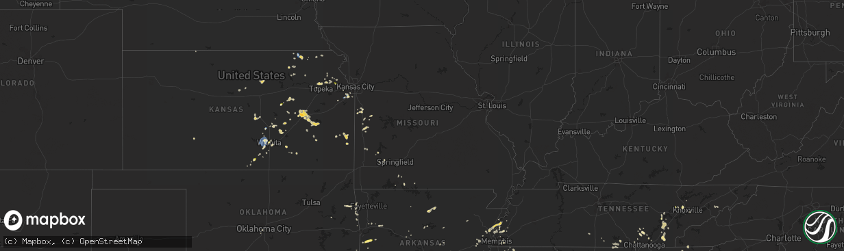 Hail map in Missouri on June 5, 2023