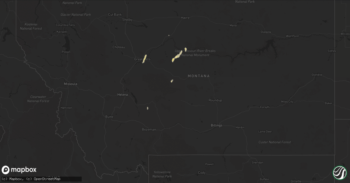 Hail map in Montana on June 5, 2023
