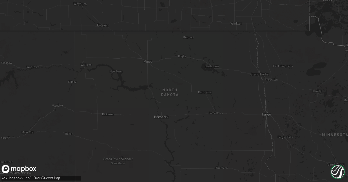 Hail map in North Dakota on June 5, 2023