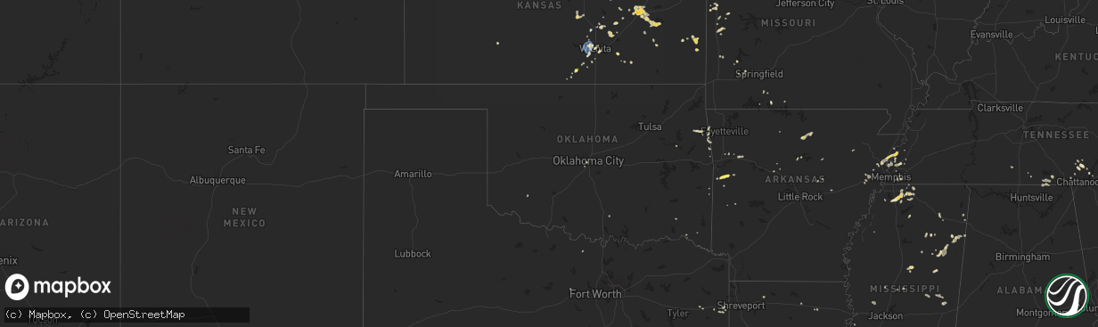 Hail map in Oklahoma on June 5, 2023