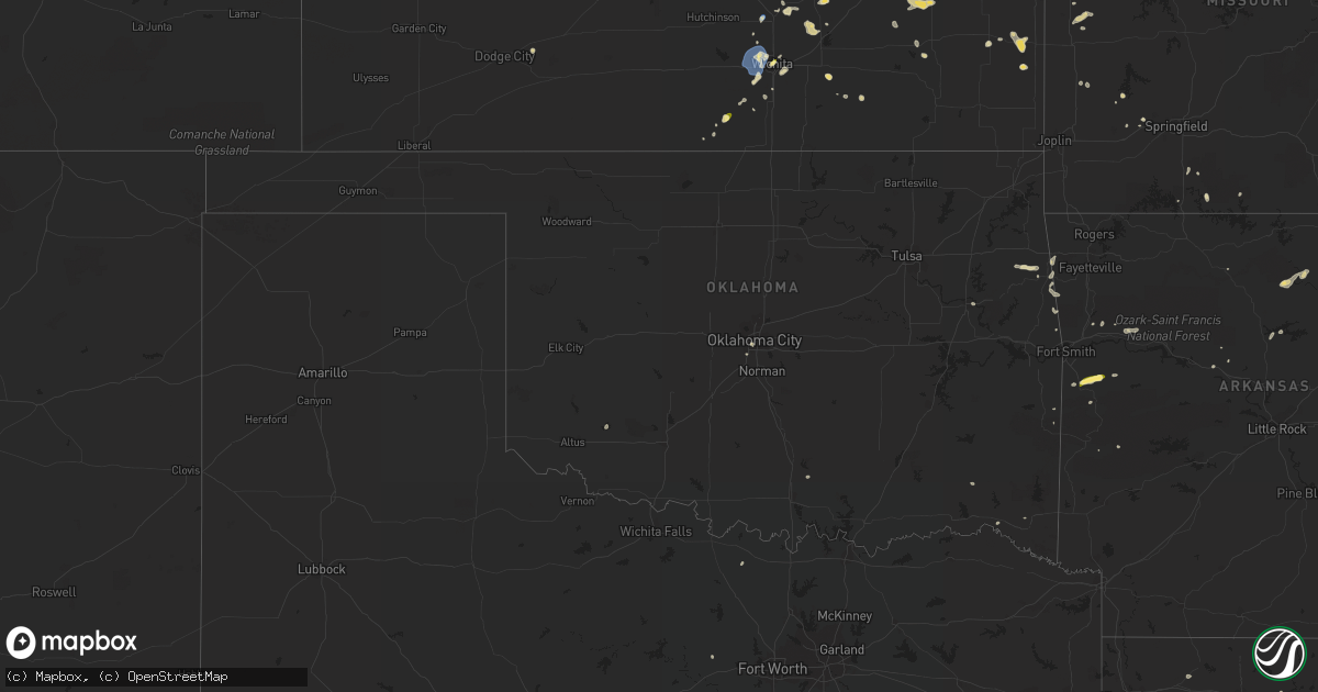 Hail map in Oklahoma on June 5, 2023