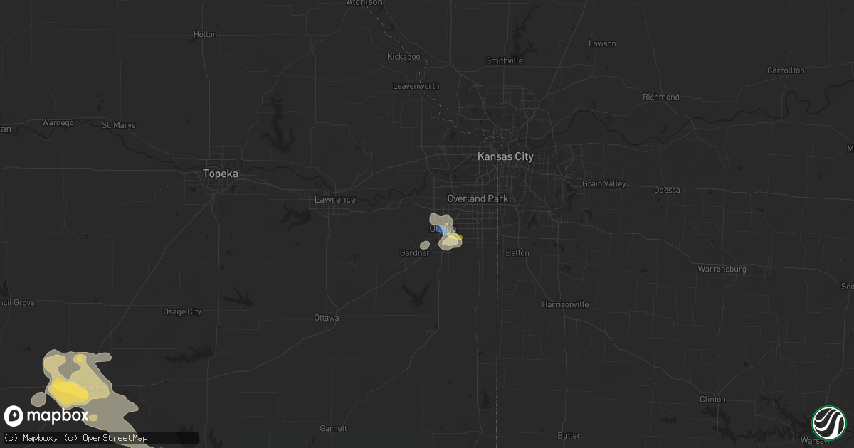 Hail map in Olathe, KS on June 5, 2023