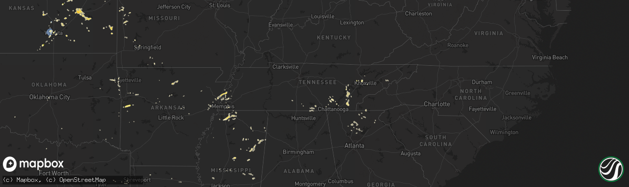 Hail map in Tennessee on June 5, 2023