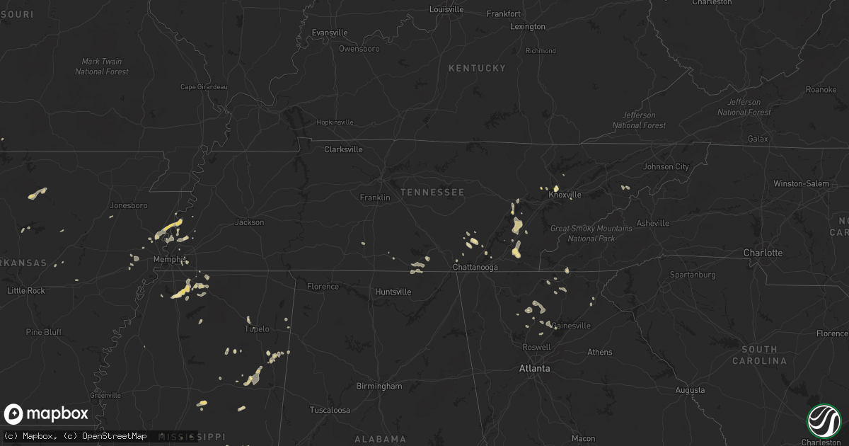 Hail map in Tennessee on June 5, 2023
