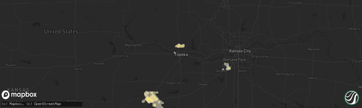 Hail map in Topeka, KS on June 5, 2023