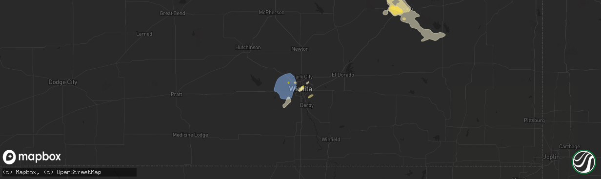 Hail map in Wichita, KS on June 5, 2023