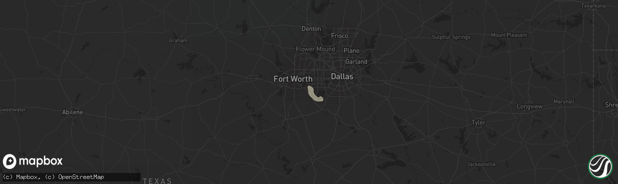Hail map in Arlington, TX on June 5, 2024