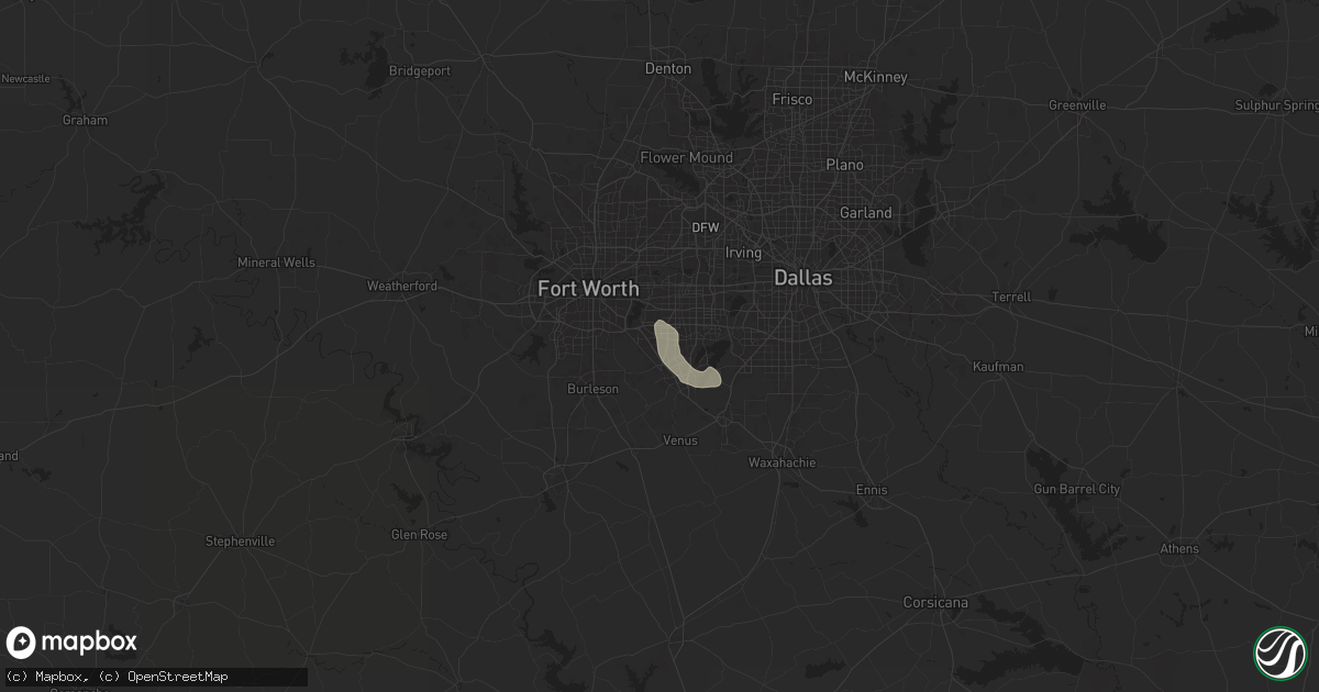 Hail map in Arlington, TX on June 5, 2024