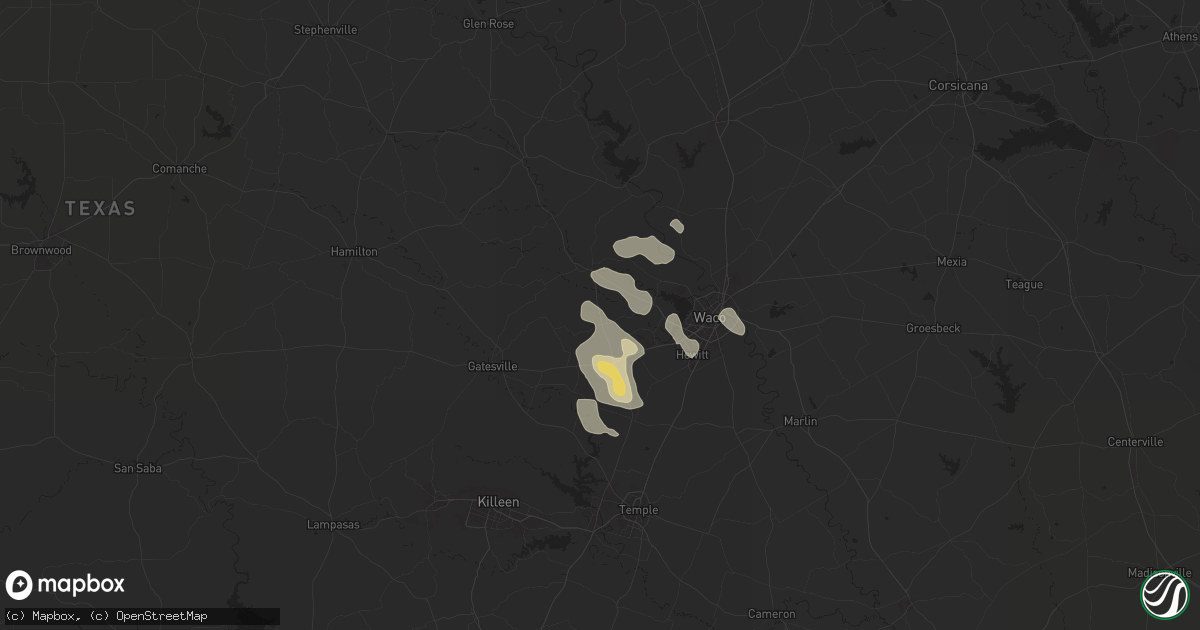 Hail map in Crawford, TX on June 5, 2024