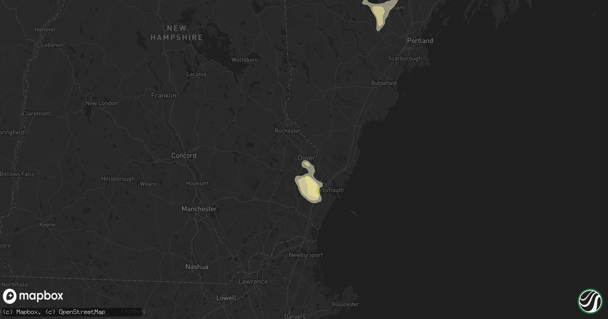 Hail map in Dover, NH on June 5, 2024