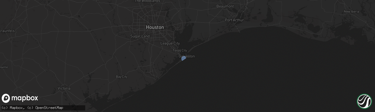 Hail map in Galveston, TX on June 5, 2024