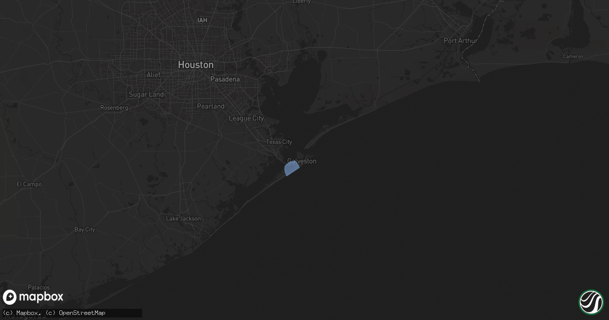 Hail map in Galveston, TX on June 5, 2024