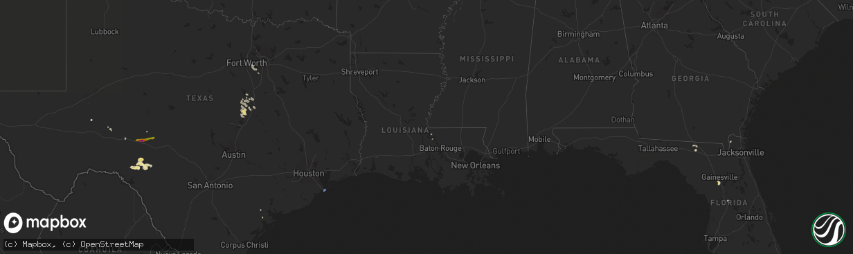Hail map in Louisiana on June 5, 2024