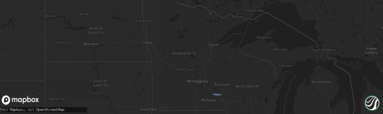 Hail map in Minnesota on June 5, 2024