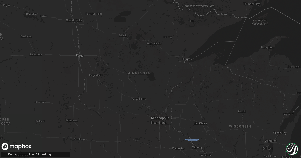 Hail map in Minnesota on June 5, 2024
