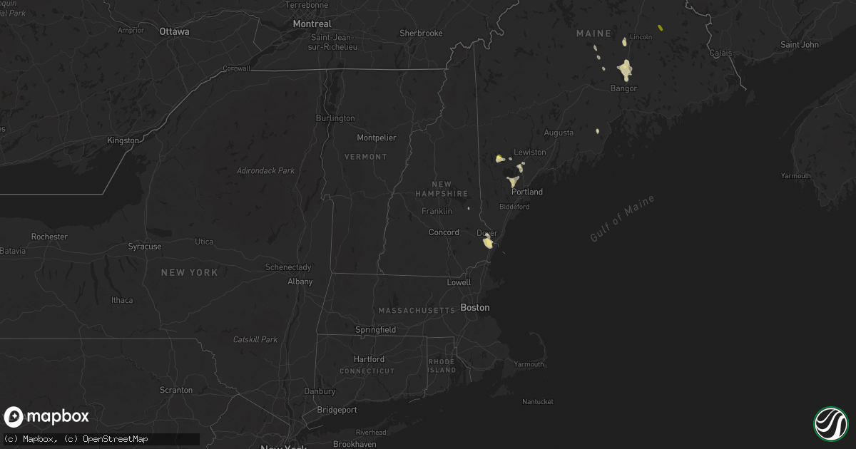 Hail map in New Hampshire on June 5, 2024