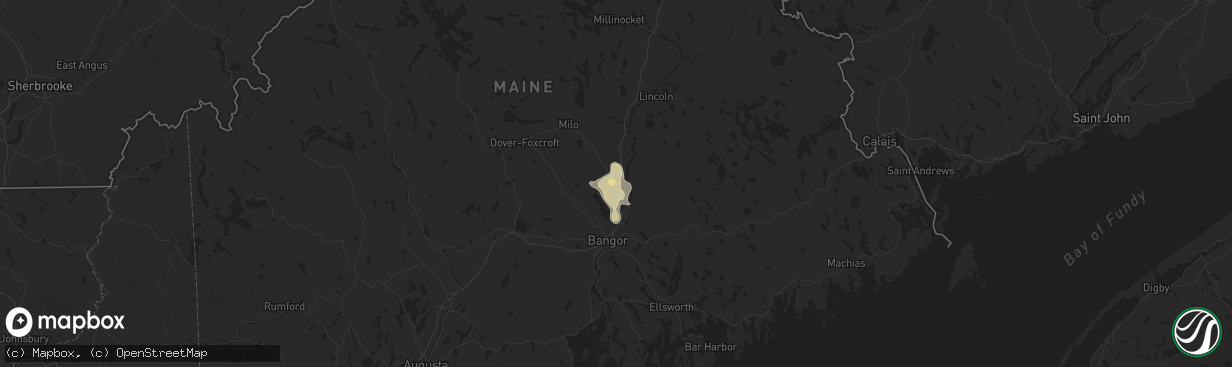 Hail map in Old Town, ME on June 5, 2024