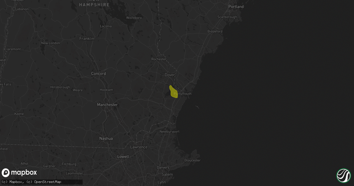 Hail map in Portsmouth, NH on June 5, 2024