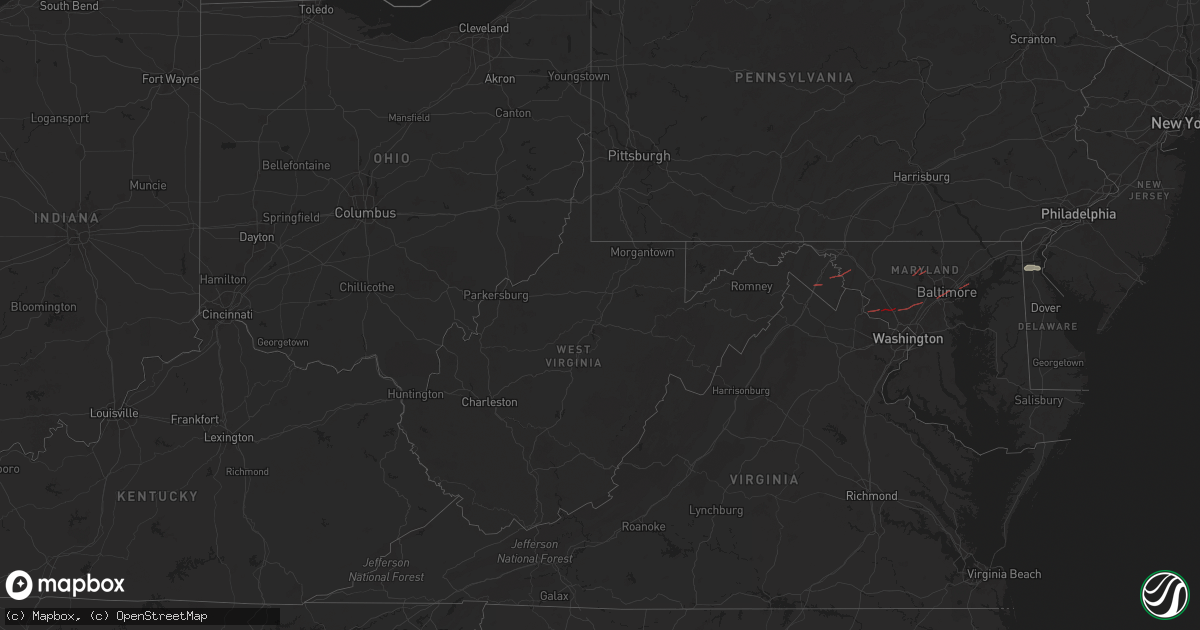 Hail map in West Virginia on June 5, 2024